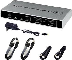 4K 60Hz Plug And Play Displayport Mouse Support Computer Controller Monitor VGA Stable KVM Switch 1 Out Dual Port USB Connection