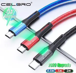 Fast Charging Type C Cable Led Light Micro Usb Charger Cables For Android Phone   Mi 9 Microusb Tipec Charge Wire