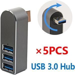 [5PCS] USB3.0 High Speed Aluminum Alloy Plastic Mini 3 Ports USB 3.0 Hub Rotate USB Splitter Adapter for PC Laptop 3 Ports Hub