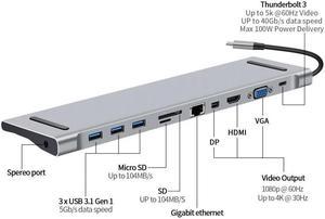 10 in 1 Aluminium Alloy HUB 4K USB Type-C to USB 3.0 TF HDMI VGA RJ45 Mini DP Docking Station For MacBook ULTRA-BASIC