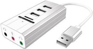 3 USB Hub External Sound Card AUX Microphone Headset Adapter TF  for Laptop PC-SCLL