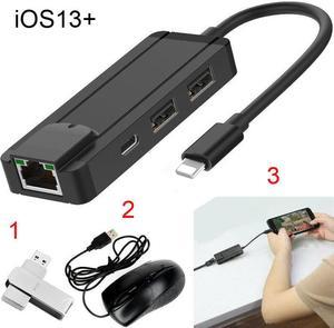 13 Charging OTG USB U Flash Disk File Reader Mouse Connect RJ45 Network Cable Ethernet Adapter For iPhone 11 Pro MAX 6 7 8 X