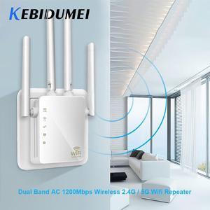 1200mbps Home Wireless Wifi Repeater/Router 2.4G&5G Dual Band Wifi Signal Amplifier AP Signal Booster High Speed