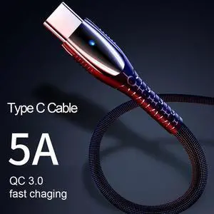 LED Light USB Type C Cable 5A Fast Charging for    USB C Quick Charge Cable QC 3.0 Charging Durable Jean Coat
