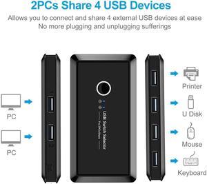 Switch Box 2 Computers Sharing 4 USB Devices for Keyboard Scanner Projector VDX99