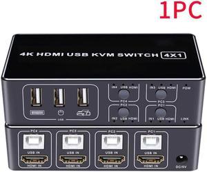 4K Ultra HD KVM Switch Shares Stable USB  Mouse Keyboard Hub 4 Ports Without Shutting Down System Anti-oxidation Plug & Play