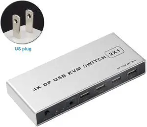 Displayport Mouse Support Stable Connection KVM Switch Monitor 4K 60Hz Dual Port Plug And Play 1 Out Controller Computer VGA