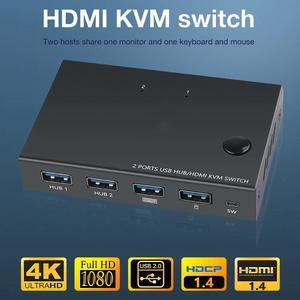 2 Port 4K USB  KVM Switcher Video Display Hot Key Switch for PC Laptop DJA99