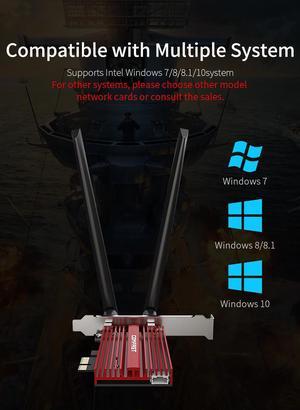 8265NGW 1200Mbps Wireless Card to PCIE-X1 Pcie Express Desktop 2x2 MU-MIMO WIFI BT4.2 Adapter with External 2*6dbi Antenna