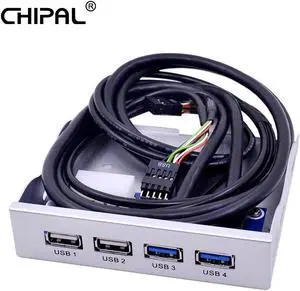 3.5'' Front Panel PC 4 Ports USB2.0 USB3.0 Hub 20Pin Splitter Internal Combo Adapter for Desktop's Floppy Bay