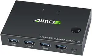 4K USB HDMI Switch Box Video Display USB Switch Splitter for 2 PC Sharing Keyboard Mouse Printer Plug and Paly