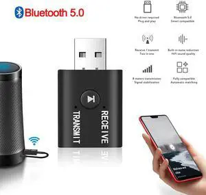 Wireless Bluetooth Receiver Adapter 5.0 Audio Transmitter Stereo Bluetooth Dongle Aux Usb 3.5 Mm For Laptop Tv Pc