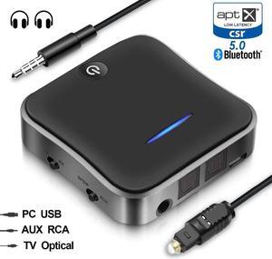 Bluetooth 5.0 Transmitter Receiver aptX HD Low Latency Audio 3.5mm Aux/RCA/SPDIF Bt Music Wireless Adapter for TV/Headphone/Car