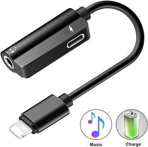 Headphone Charging Dual Adapter Splitter For iPhone XR XS X 7 8 Plus For 3.5mm Jack to Earphone AUX Cable Connector