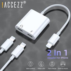 Dropshipping For iPhone Adapter 2 in 1 For  iPhone 11 XS 7 8 IOS 12 3.5mm Jack Earphone Adapter Aux Cable Splitter