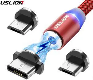 LED Magnetic Cable & Micro USB Cable & USB Type C Cable Nylon Braided Type-C Magnet Charger For Iphone 7 X  S10