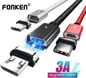 Micro USB Magnetic Cable Magnet Charge Charger USB Type C Cables 1m 2m For Iphone   Fast Charging  Cord