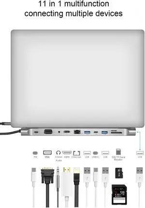 C HUB to 3.0 USB Card Reader HDMI 4K RJ45 USB HUB For MacBook Accessories USB Splitter Multi 11 Ports HUB USB-C HUB