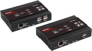 KVM Extender 4K@30Hz Over TCP IP support Gigabit PoE Network Switch up to 383ft  Cat6 to  Receiver