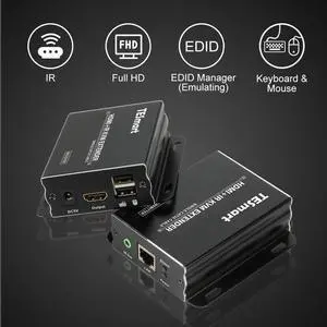 KVM HDMI Extender 60m USB IR by CAT5e/6 (1 TX + 1 RX ) Support Keyboard and mouse RU IML-AU -US -UK Overseas Warehouse Delivery