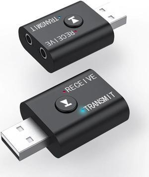 Bluetooth 5.0 Transmitter Receiver 3.5mm AUX USB Mini 2 in 1 Wireless Stereo Audio Adapter for Home TV PC Car Mp3/4