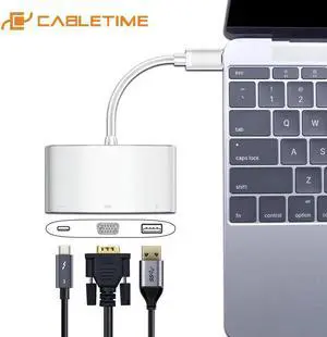 USB C Hub to VGA usb PD  3 in 1 VGA USB 3.0 Type C 3.1 Converter 60Hz for Macbook air/pro Matebook X/13  Adapter C212