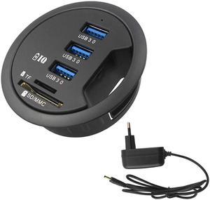 EU Plug 2.5Inch Grommet Hole In-Desk Mounting 3 Ports USB 3.0 Hub Adapter For Laptop PC Computer Tablet Accessories