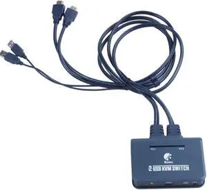 2 Port HDMI KVM Switch with Cables USB Port For Monitor Keyboard Mouse