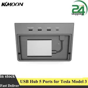 USB Hub 5 Ports SSD Disk Car Interior Center Console Kit Accessorie for Tesla Model 3 Type-C Charging Pad Connector