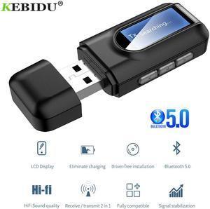 Bluetooth 5.0 Dongle Audio Receiver Transmitter with LCD Display Mini 3.5mm Jack AUX  Wireless Adapter for TV Car PC