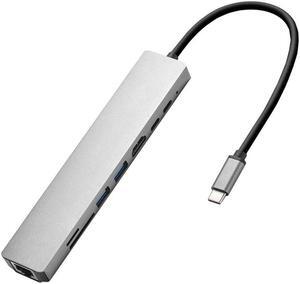 1 Pcs 8In1 Usb-C 3.1 To Type-C Usb 3.0 Hub Hdmi Rj45 Ethernet Micro Security Digital Card Tf Otg Adapter