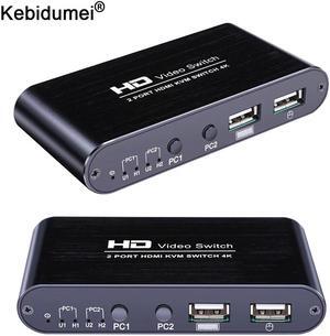 2Port HDMI KVM Switch 4Kx2K Ultra HD USB HDMI KVM Switcher Splitter For Dual Display Screen Keyboard Mouse Switching EDID HDCP