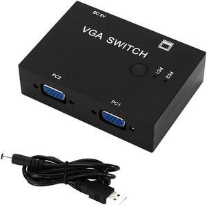 Cable Wide Screen Video Sharing Box Accessories Black Manual LCD TV 2 Port VGA Switch KVM Splitter Metal For PC Monitor