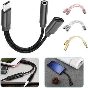 2 In 1 Type C To 3.5 Mm Charger Headphone Audio Jack USB C Cable Type-C To 3.5mm Connector Adapter for  for