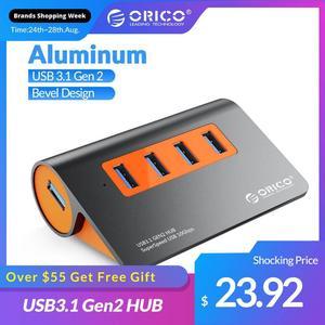 USB3.1 Gen2 HUB Aluminum USB HUB PC Splitter 10Gbps Super Speed With 12V Power Adapter for  Galaxy S9/S8/Note