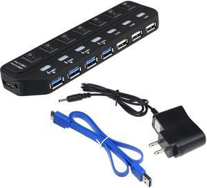 sale 7 Port Super Speed 5Gbps USB 3.0+USB 2.0 HUB With Power Adapter For PC Laptop