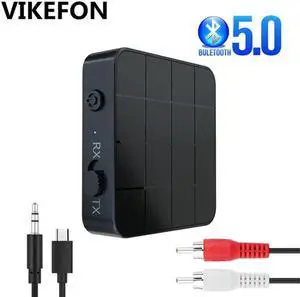 5.0 Transmitter Receiver RCA Wireless Adapter Stereo Audio 3.5mm Aux Jack Adapters for TV Car Kit with Control Button