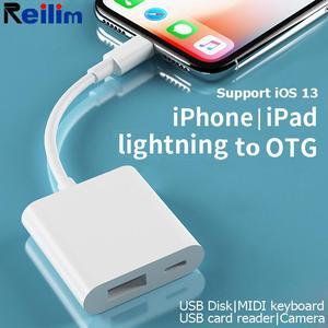 OTG adapter for Apple to USB Camera Reader Adapter for lightning iOS 13 Connector Kit  Sync Cable For IPhone 6 7 8 X