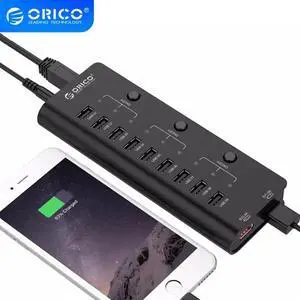 High Speed USB Hub Multi 9 Ports USB 2.0 Hub Splitter With ON/OFF Switch EU US AU UK Power Adapter For Mac OS Laptop PC