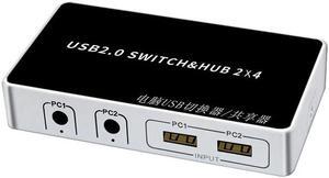 4 Port USB KVM Switch 2In 4 Out USB Print Share Splitter for Keyboard Mouse Printer Monitor