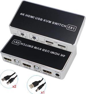 KVM Switch USB 2 Port PC Computer KVM Switch Keyboard Mouse Switcher Box Support 4K@30Hz 3D For Laptop PS4 Xbox HDTV