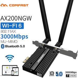 Band 2.4Gbps PCIe Wifi Card  AX200 Gigabit Network Card 802.11AX Bluetooth 5.0 Wi-Fi 6 AX200 Pro Wireless Adapter