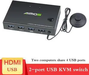 Out 4K USB HDMI KVM Switch Box Video Display USB Switch Splitter For 2 PC Sharing Keyboard Mouse Printer Plug And Paly