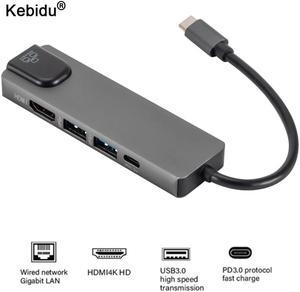 4K USB C Hub to Gigat Ethernet Rj45 Lan 5 in 1 USB Type C Hub Hdmi Adapter for Mac book Pro Thunderbolt 3 USB-C Charger PD