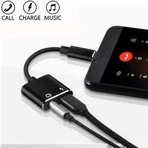 C Aux Jack Headphone Adapter Charger Audio Cable USB C -C to 3.5mm Earphone Splitter Charging For Mi 8 Lite A2 (L1130)