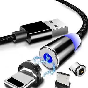 5pcs Magnetic Tips 360 Degree Rotation Aluminium Alloy Charging Cable Adapter Durable Replacement Parts Micro USB Type C