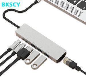 USB Type C Hub Hdmi 4K USB C Hub to Gigat Ethernet Rj45 Lan Adapter for Mac book Computer Accessory USB-C HDMI Ethernet