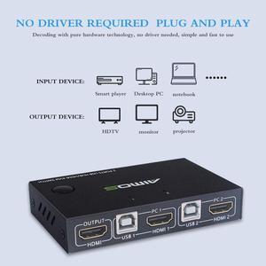 2 Port  KVM Switch 4K USB  KVM Switcher 2 In 1 Out Switching By Button Switching By Keyboard For Mouse Printer