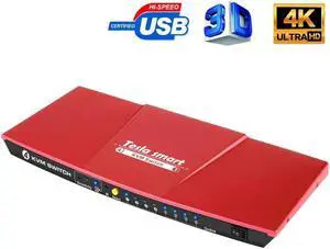 KVM Switch 4 Port USB2.0 KVM HDMI Switch Hotkeys HDMI Switch Support 3840*2160/4K*2K IR Extra USB 2.0 Unix/Windows/Debian/Ubuntu