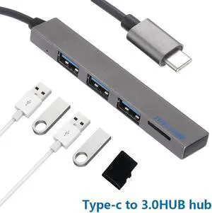 4 in 1 USB 3.1 Type-C Hub To USB 3.0 Magnesium Alloy Hub with TF Reader Slot 3 Port for MacBook Pro/Air